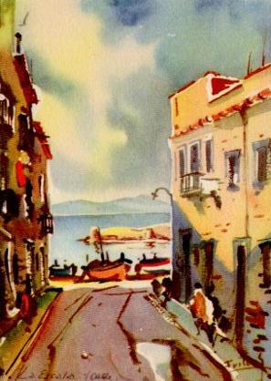 POSTAL PV02474: Calle en La Escala por J. Fuster