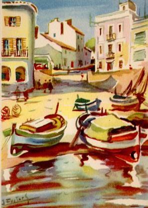 POSTAL PV02479: Playa de Calella por J. Fuster