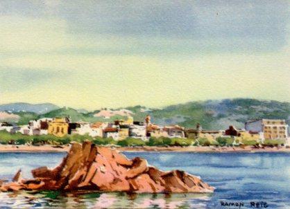 POSTAL PV02497: Vista general de San Feliu de Guixols por Ramon Reig 