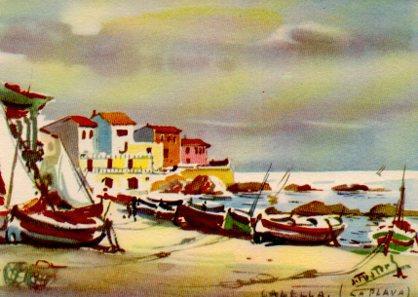 POSTAL PV02467: La Playa de Calella por J. Fuster