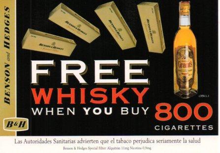 POSTAL PV02309: Publicidad Benson and Hedges free whisky