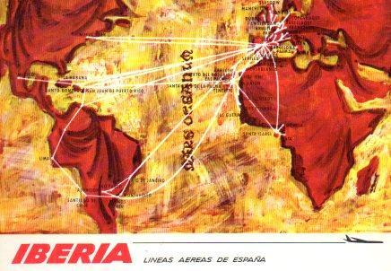 POSTAL PV01650: Publicidad Iberia Mapa de Rutas