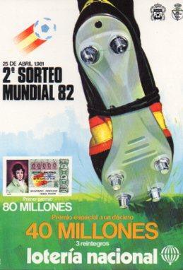 POSTAL PV01907: Publicidad Loteria Nacional 2 sorteo Mundial 82 25 abril 1981