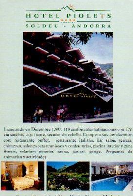 POSTAL PV01772: Publicidad Hotel Piolets en Soldeu, Andorra