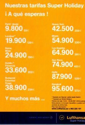 POSTAL PV01818: Publicidad Tam Tam viatges Lufthansa tarifas 