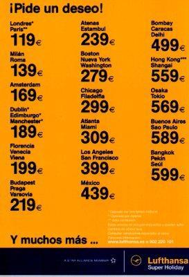 POSTAL PV01819: Publicidad Luthfansa tarifas super holiday