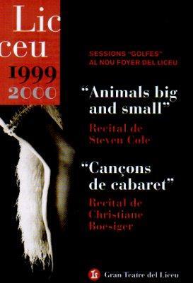 POSTAL PV01831: Publicidad Teatre Liceu recitals Steven Cole y C. Boesiger 2000