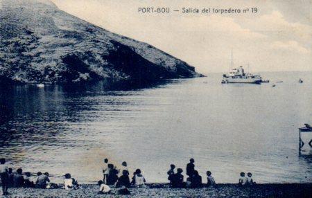 POSTAL PV03128: Salida del torpedero nº 19 en Port Bou