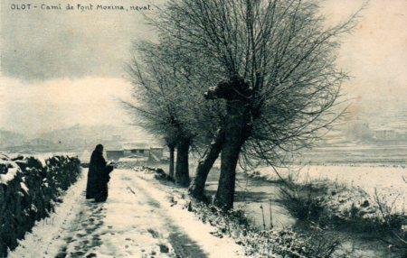 POSTAL PV03145: Cami de Font Moxina nevat, Olot