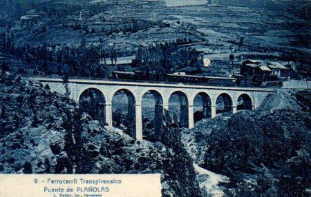 POSTAL PV03147: Vista Puente de Planolas ferrocarril Transpirenaico