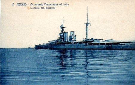 POSTAL PV02964: Acorazado Emperador of India en Rosas