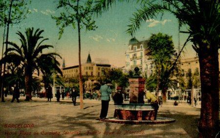 POSTAL PV03049: Barcelona, Fuente agua de Moncada en Plaza Cataluña
