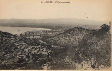 POSTAL PV03393: Vista panoramica de Rosas desde la montaña
