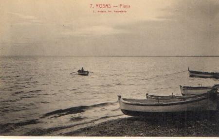 POSTAL PV03396: Barca con remos en el mar, Rosas