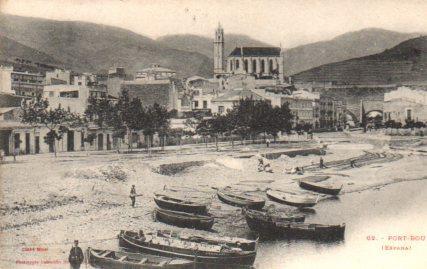 POSTAL PV03209: Barcas y policia en la playa de Port Bou