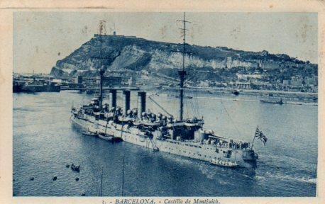 POSTAL PV03286: Buque militar en el puerto de Barcelona