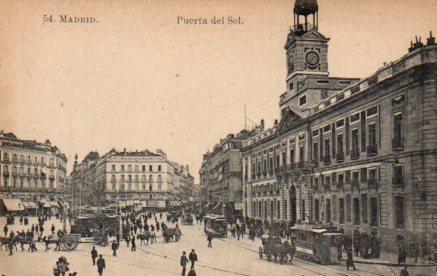 POSTAL PV03245: Tranvia y carruajes en Puerta del Sol, Madrid