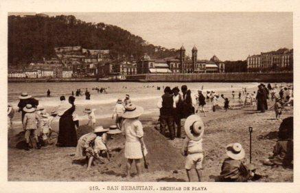 POSTAL PV03257: Escenas de Playa en San Sebastian