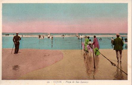 POSTAL PV02724: Gijon. Playa de San Lorenzo nº 49