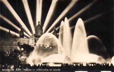 POSTAL PV02532: Parque de Montjuich de noche, Barcelona