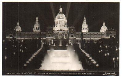POSTAL PV02533: Barcelona de noche Palacio Nacional
