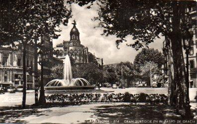 POSTAL PV02539: Fuente en el Paseo de Gracia, Barcelona