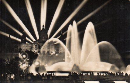 POSTAL PV02550: Palacio Nacional y surtidor en Montjuich