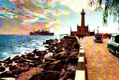 POSTAL PV02577: Atardecer en el Rompeolas de Barcelona
