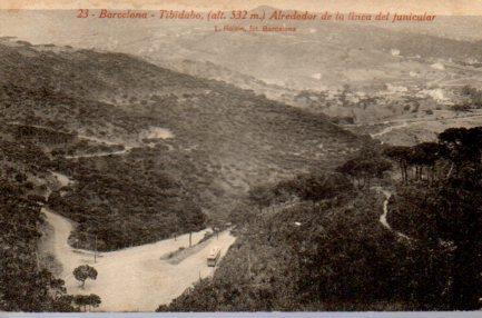POSTAL PV02894: Tibidabo alrededor del funicular, Barcelona