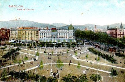 POSTAL PV02897: Vista parcial Plaza de Cataluña, Barcelona