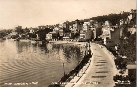 POSTAL PV02928: Detalle Paseo Maritimo y hoteles en Palma de Mallorca