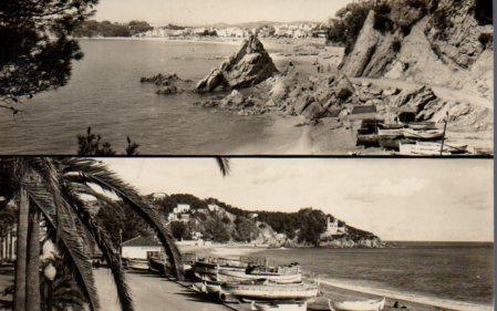 POSTAL PV02731: Playa La Caleta y vista parcial de Lloret de Mar