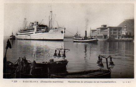 POSTAL PV02812: Maniobras atraque de un transatlantico, Barcelona