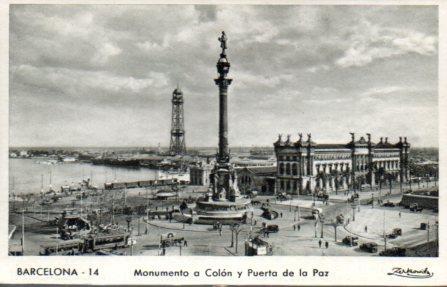 POSTAL PV02794: Puerta de la Paz y Colon en Barcelona