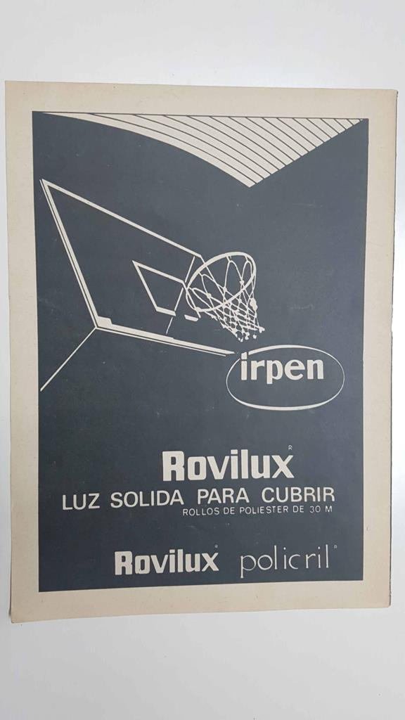 Página/LÁMINA publicidad de la cerveza DAMM, en la trasera publicidad irpen Rovilux policril proviniente de la Revista Rebote, num 118 (dic 1970)