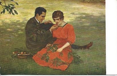 POSTAL A3168: Comiendo cerezas, por Arach