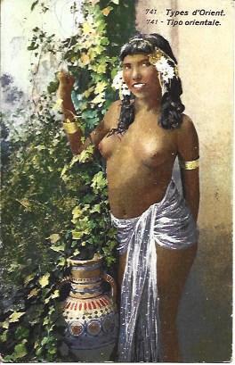 POSTAL A3110: Chica arabe con plantas
