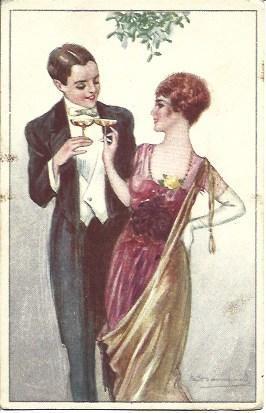POSTAL A3311: Pareja brindando