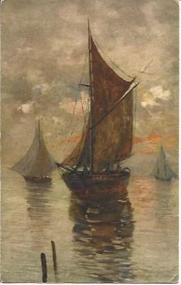 POSTAL A3326: Dibujo de velero