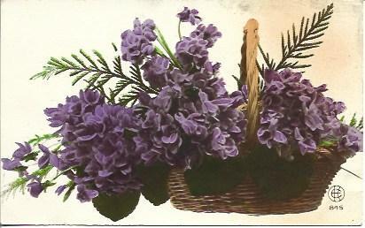 POSTAL A3344: Cesta con violetas