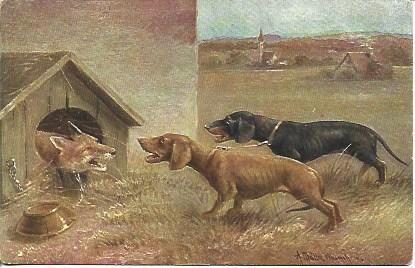 POSTAL A3230: Perros ladrando