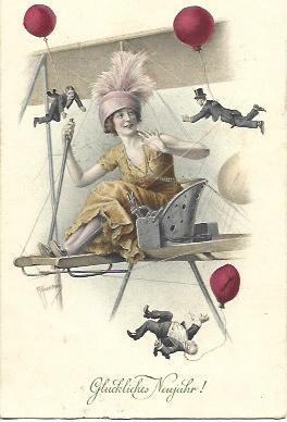 POSTAL A2848: Felicitacion con caricatura de mujer
