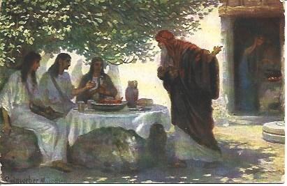 POSTAL A3035: Hospitalidad de Abraham