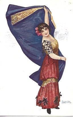 POSTAL A3062: Chantecler, tipo mujer torera