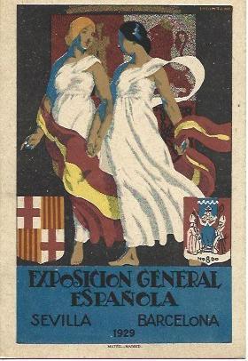 POSTAL A2985: Cartel Exposicion Barcelona y Sevilla 1929