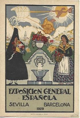 POSTAL A2981: Cartel Exposicion de Barcelon y Sevilla 1929