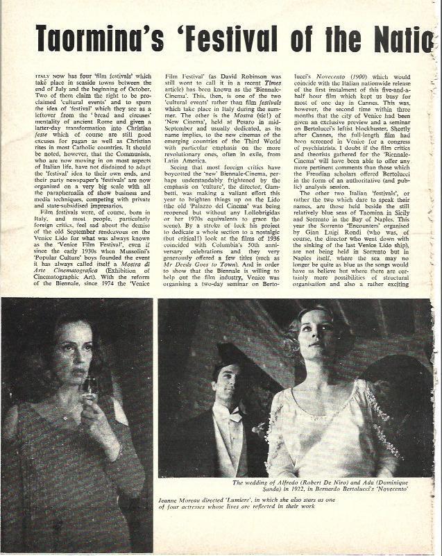 LAMINA 34696: Robert de Niro en Novecento y Jeanne Moreau en Lumiere