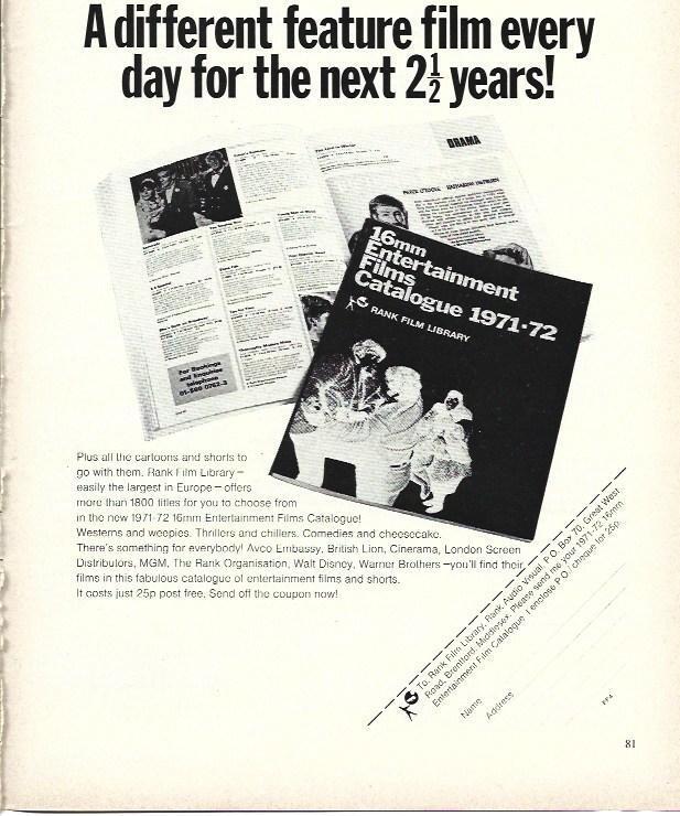 LAMINA 34717: Publicidad de Entertainment Films Catalogue 1971-72