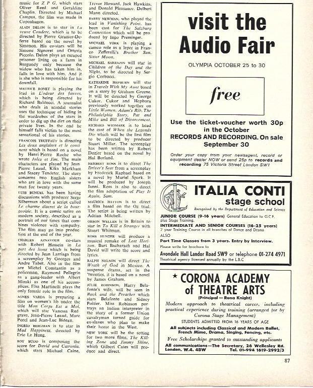 LAMINA 34720: Publicidad de Audio Fair, Italia Conti y Corona Academy