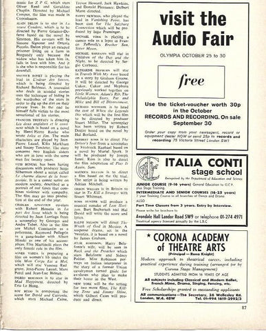 LAMINA 34720: Publicidad de Audio Fair, Italia Conti y Corona Academy